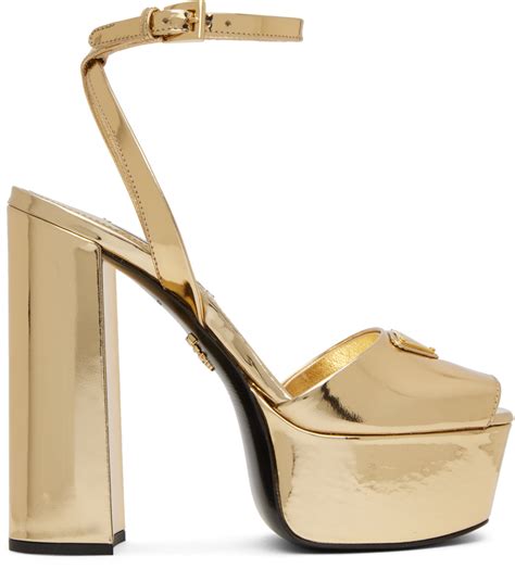 prada gold platform shoes|Prada high heels platform.